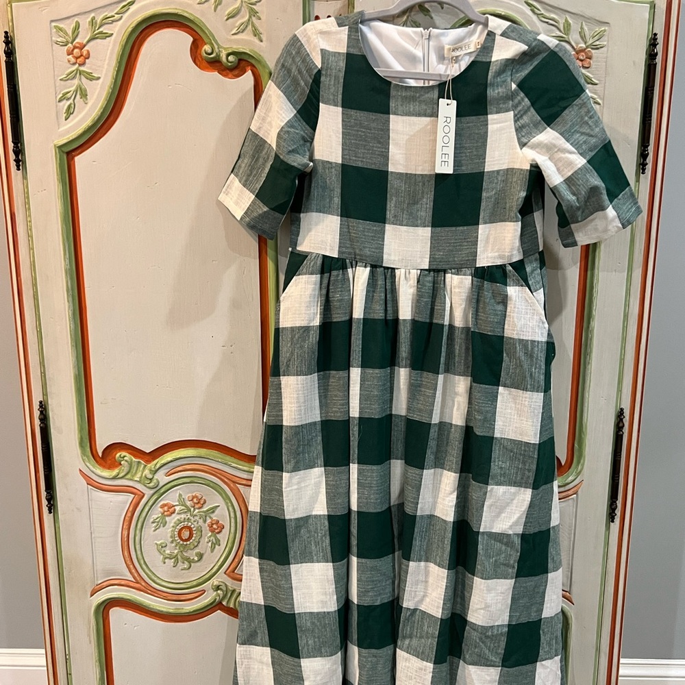 Roolee Maddie Green Buffalo Dress XS
